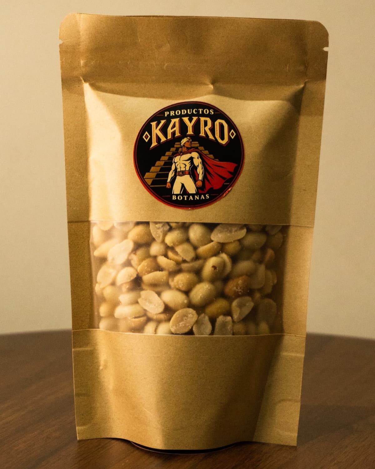 Cacahuate salado de Productos Kairo, en su bolsa de presentación